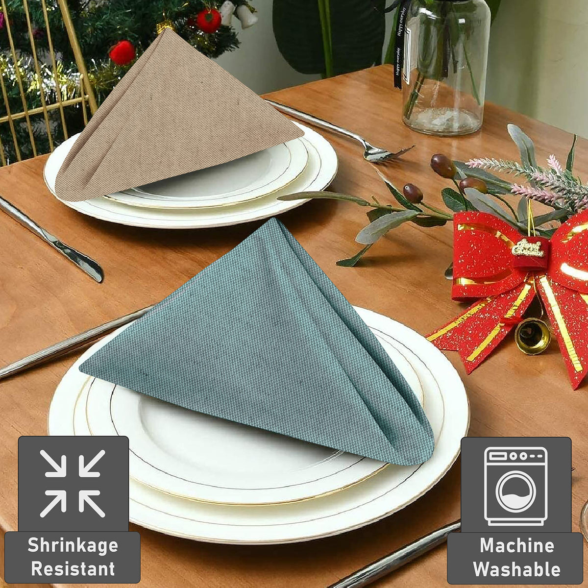 Edge stitching and secure corners visible on Ruvanti cloth napkins.