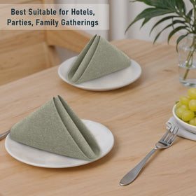 Ruvanti napkins for holiday dining with olive branch motif.
