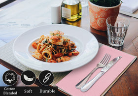 Ruvanti cloth napkins pink 18x18 eco-safe OEKO-TEX certified standard.