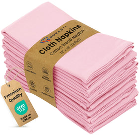 Ruvanti cloth napkins pink 18x18 on table, absorbent and reusable for everyday meals.