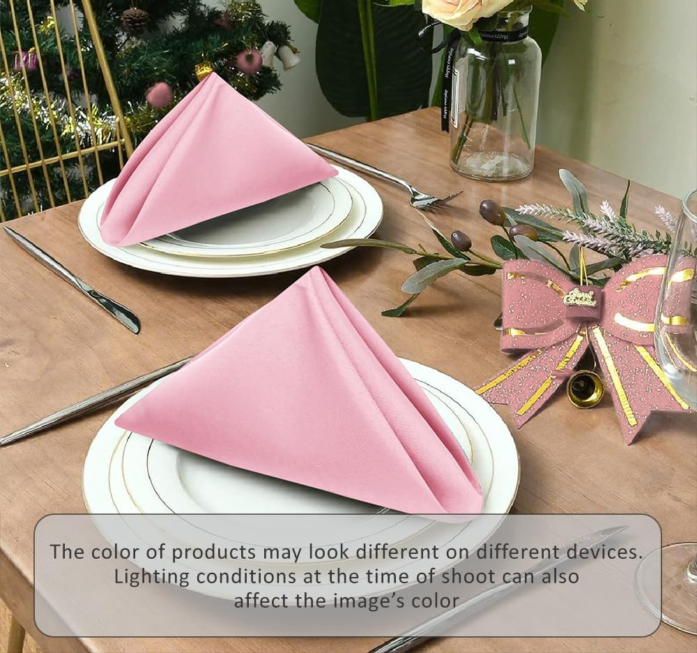 Ruvanti cloth napkins pink 18x18 fabric texture, soft feel and absorbency.
