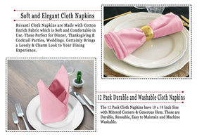 Ruvanti cloth napkins pink 18x18 wedding setting ready for guests.