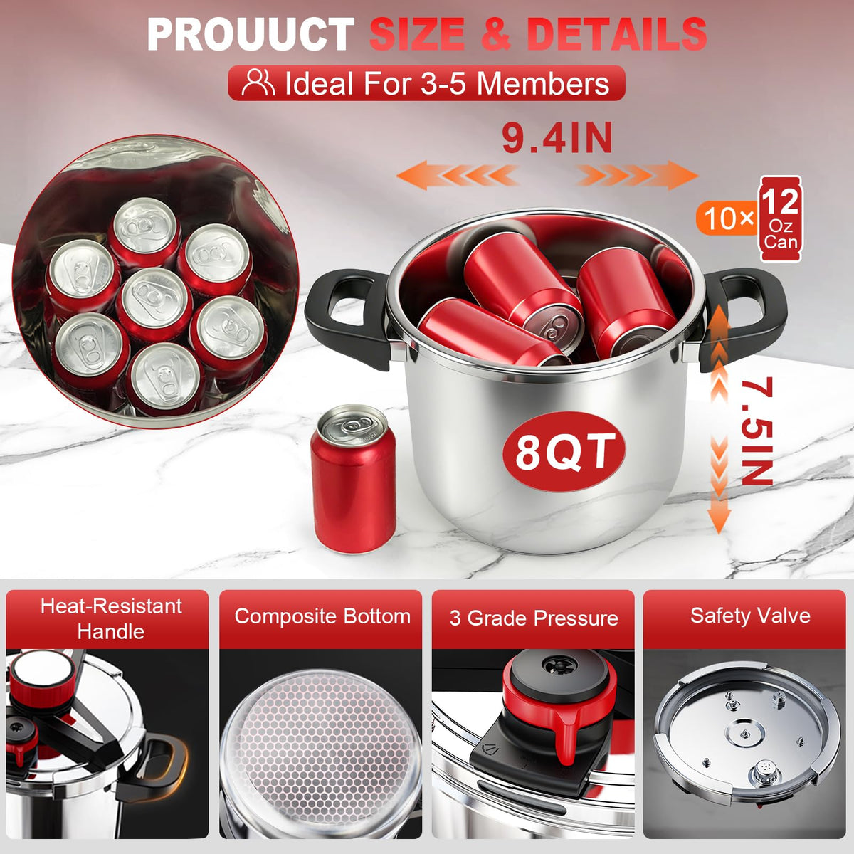 RVGMBO 3‑in‑1 cooker includes steamer and glass lid for multiple methods