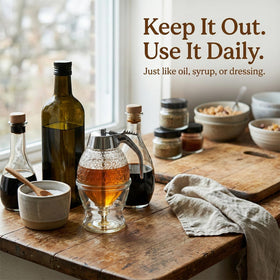 RWIXR coffee bar honey jar supports quick flavor boosts