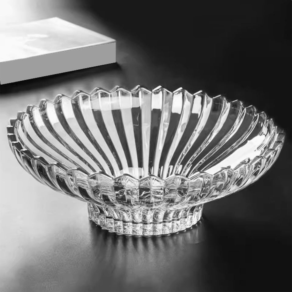 Rxcvkmw glass fruit bowl top view shows a clean white finish for a stylish centerpiece.