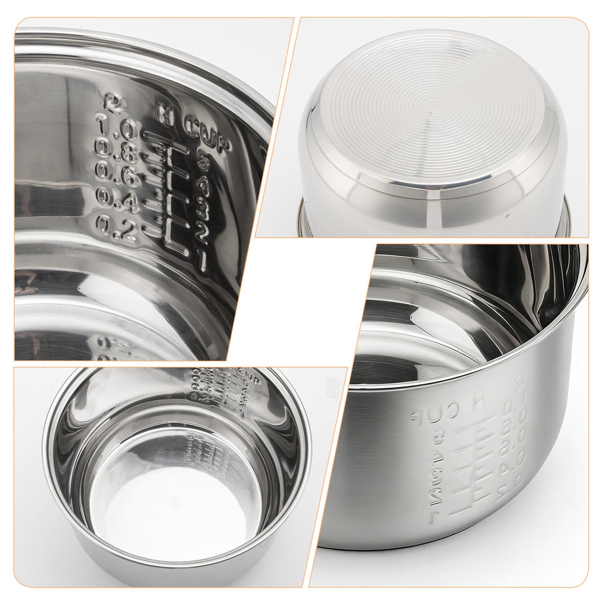 RXZHZYM inner pot shown for dishwasher-safe cleaning after meals.