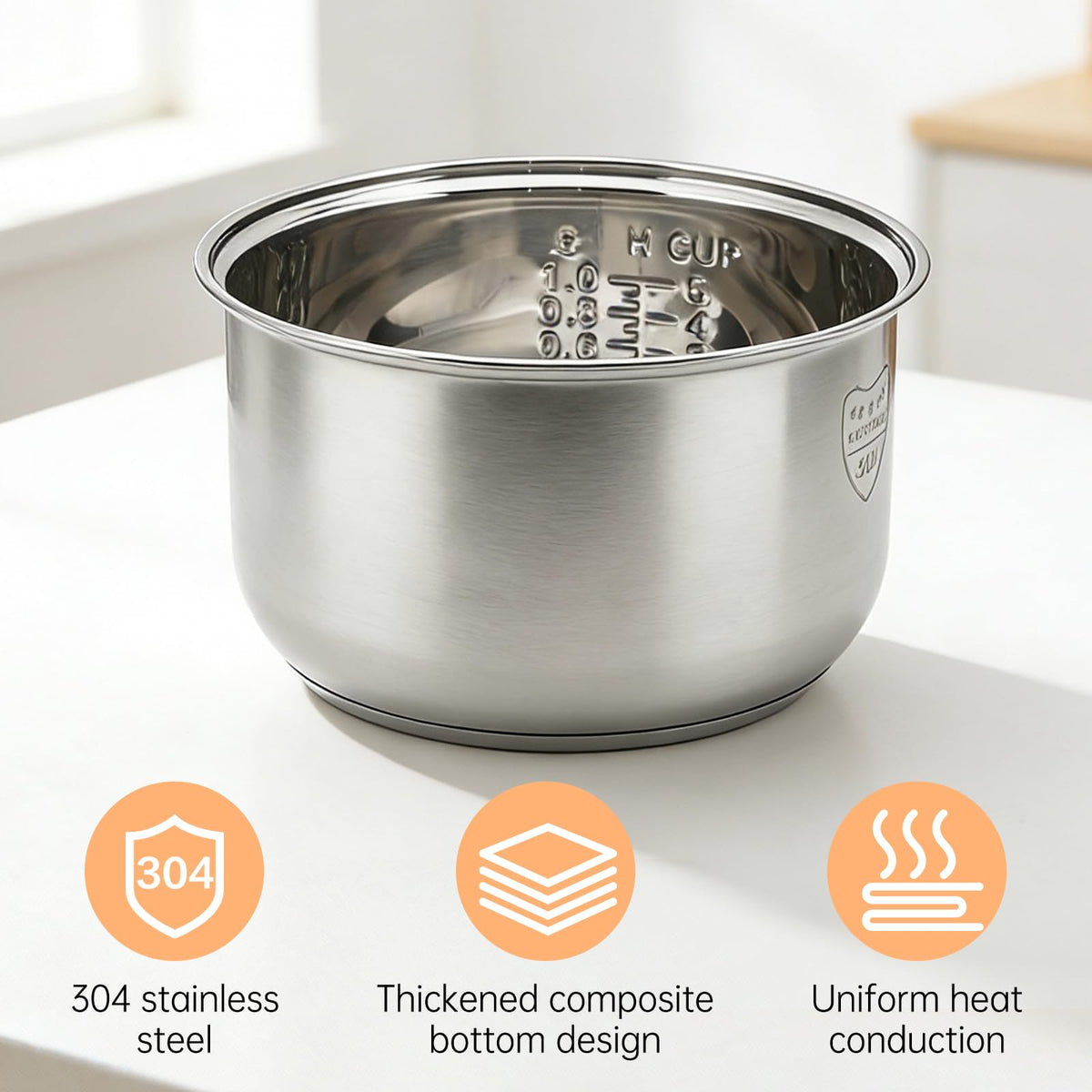 RXZHZYM stainless steel inner pot for ARC-994SG ensures secure compatibility and reliable performance.