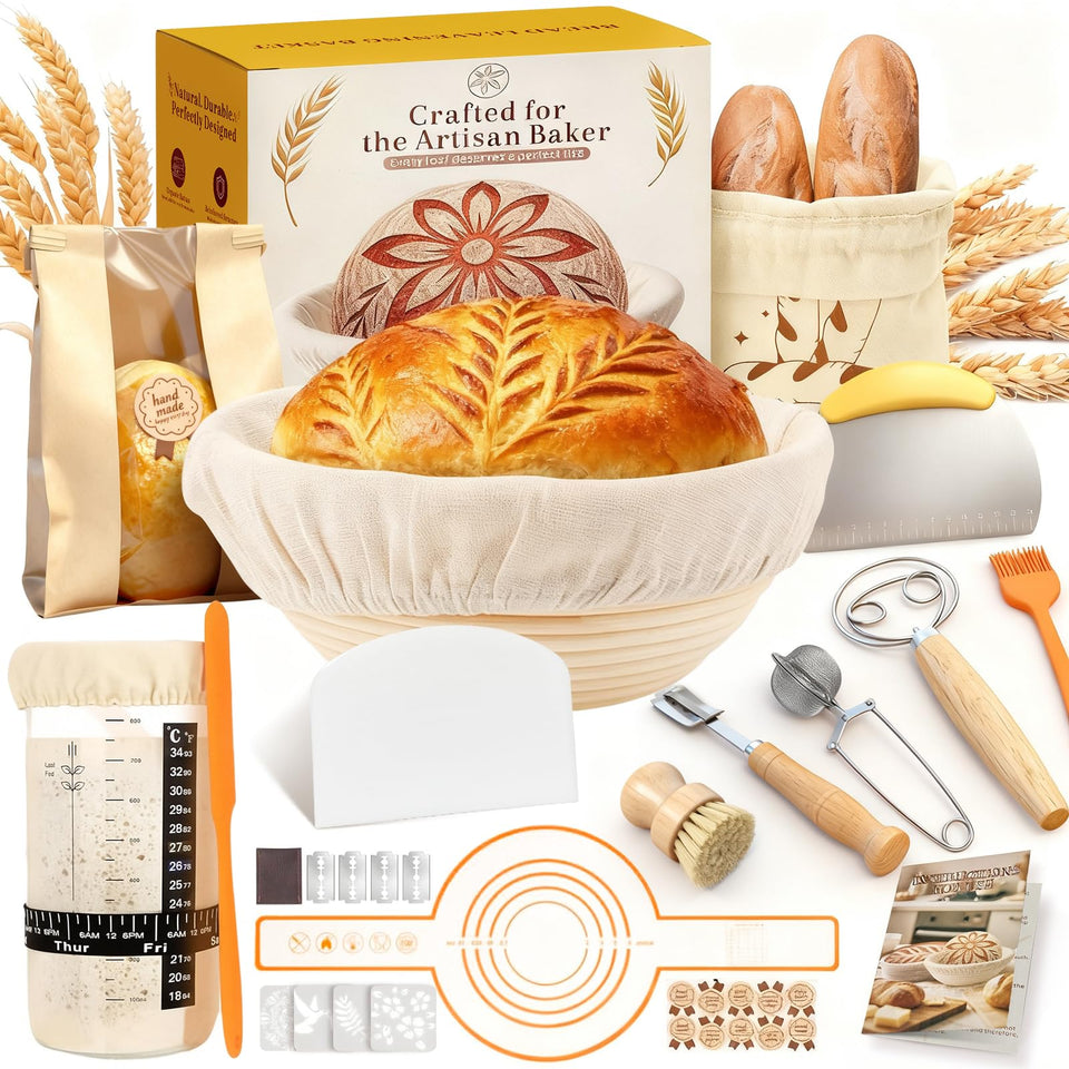 RYMTOX complete sourdough kit round proofing basket for even dough rise and shaping