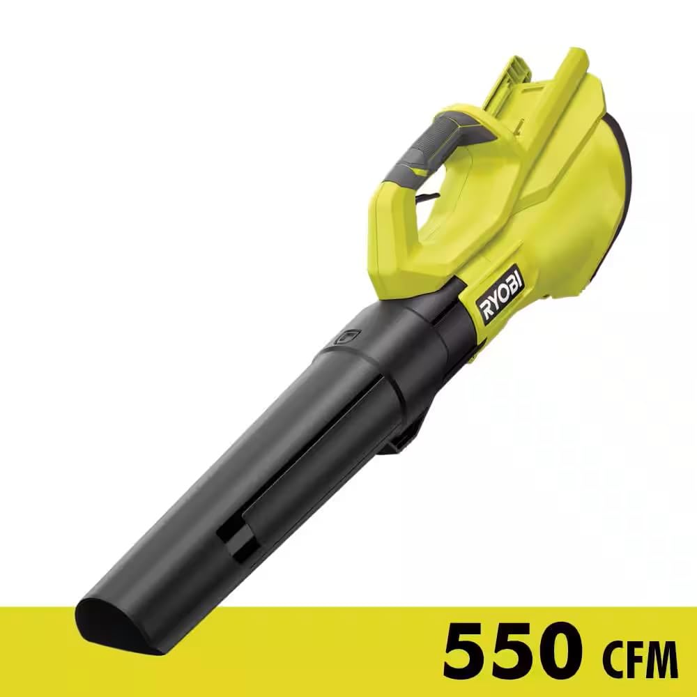 RYOBI 40V blower back view showcases compact, cordless design for easy storage.