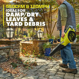 RYOBI 40V blower ergonomic grip aids precise control during cleanup.