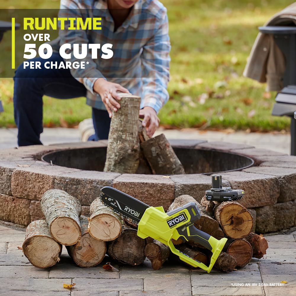 RYOBI Oneand 18V 6in cordless ergonomic handle for comfortable pruning