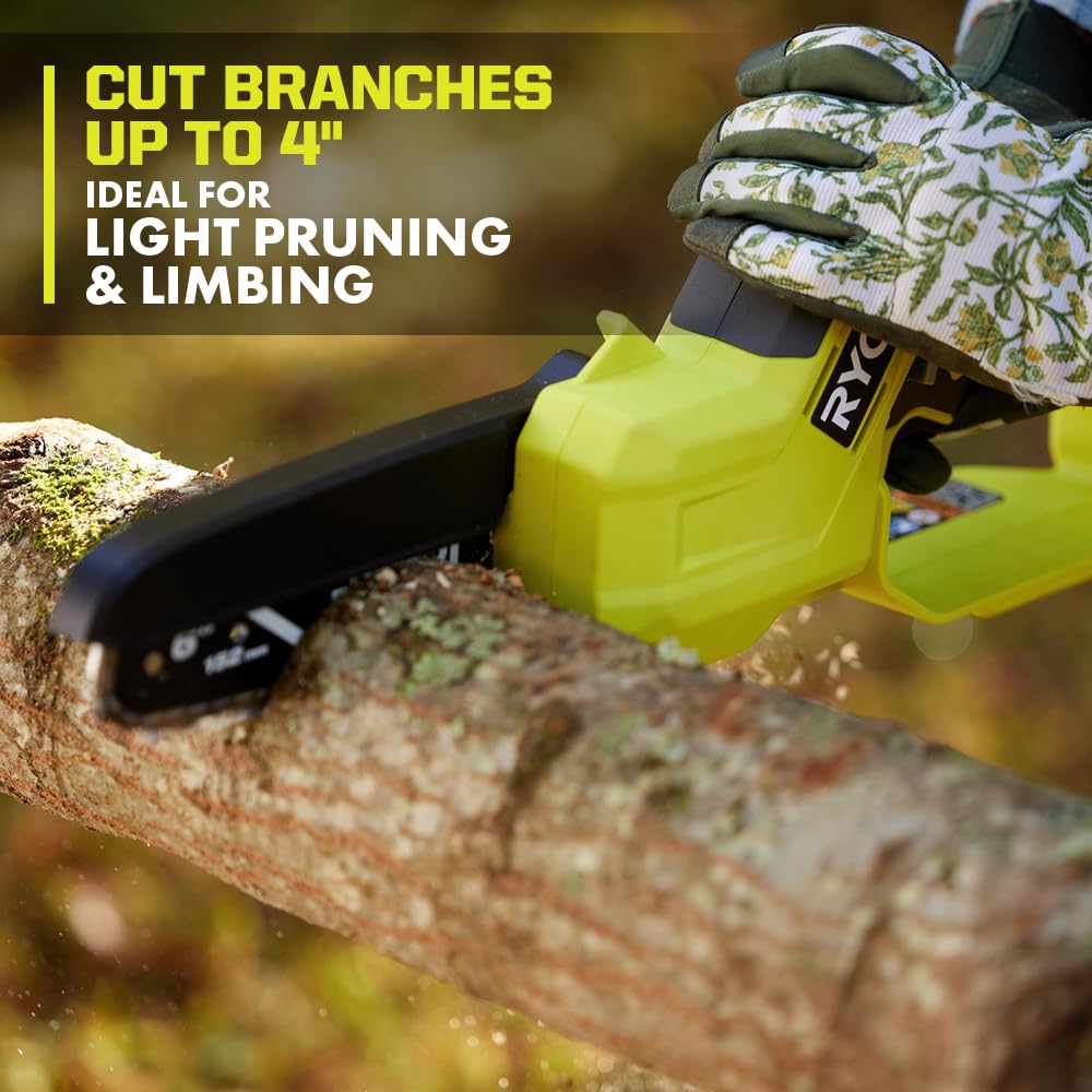 RYOBI Oneand 18V 6in in-hand use demonstrating lightweight maneuverability