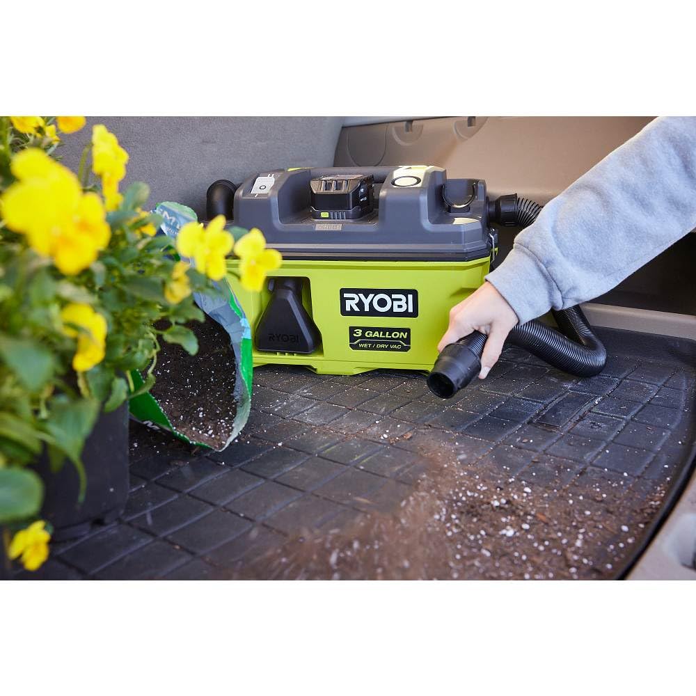 RYOBI ONE+ 18V Link wet/dry vacuum with 3-gallon capacity for compact cleanup
