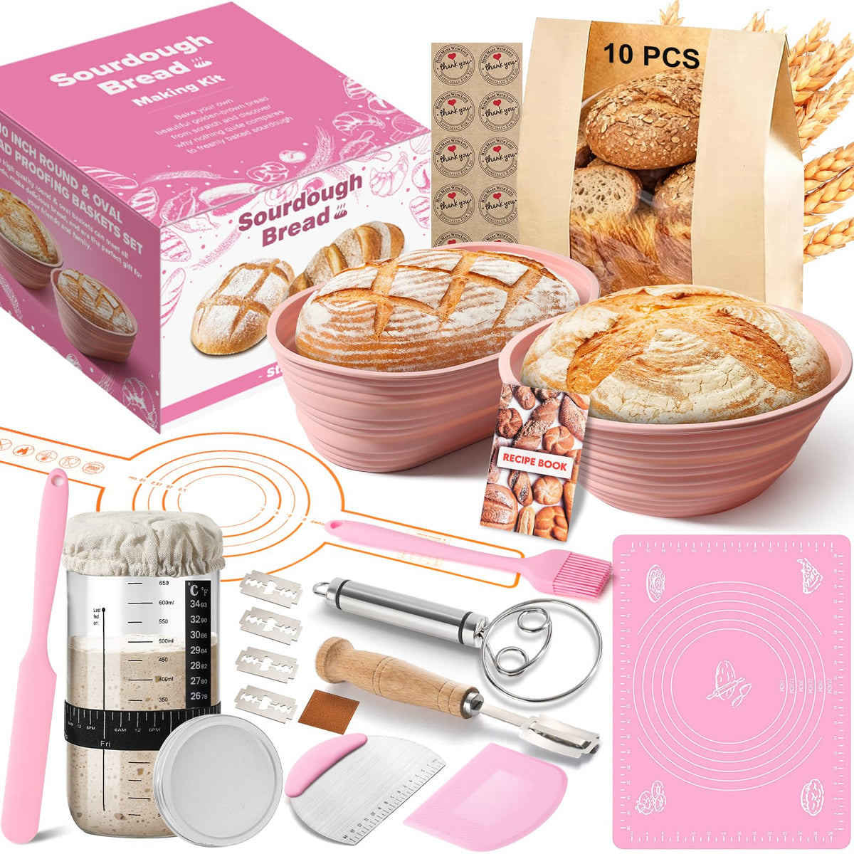 RYTOXILO sourdough starter jar with lid for airtight storage and real-time fermentation tracking
