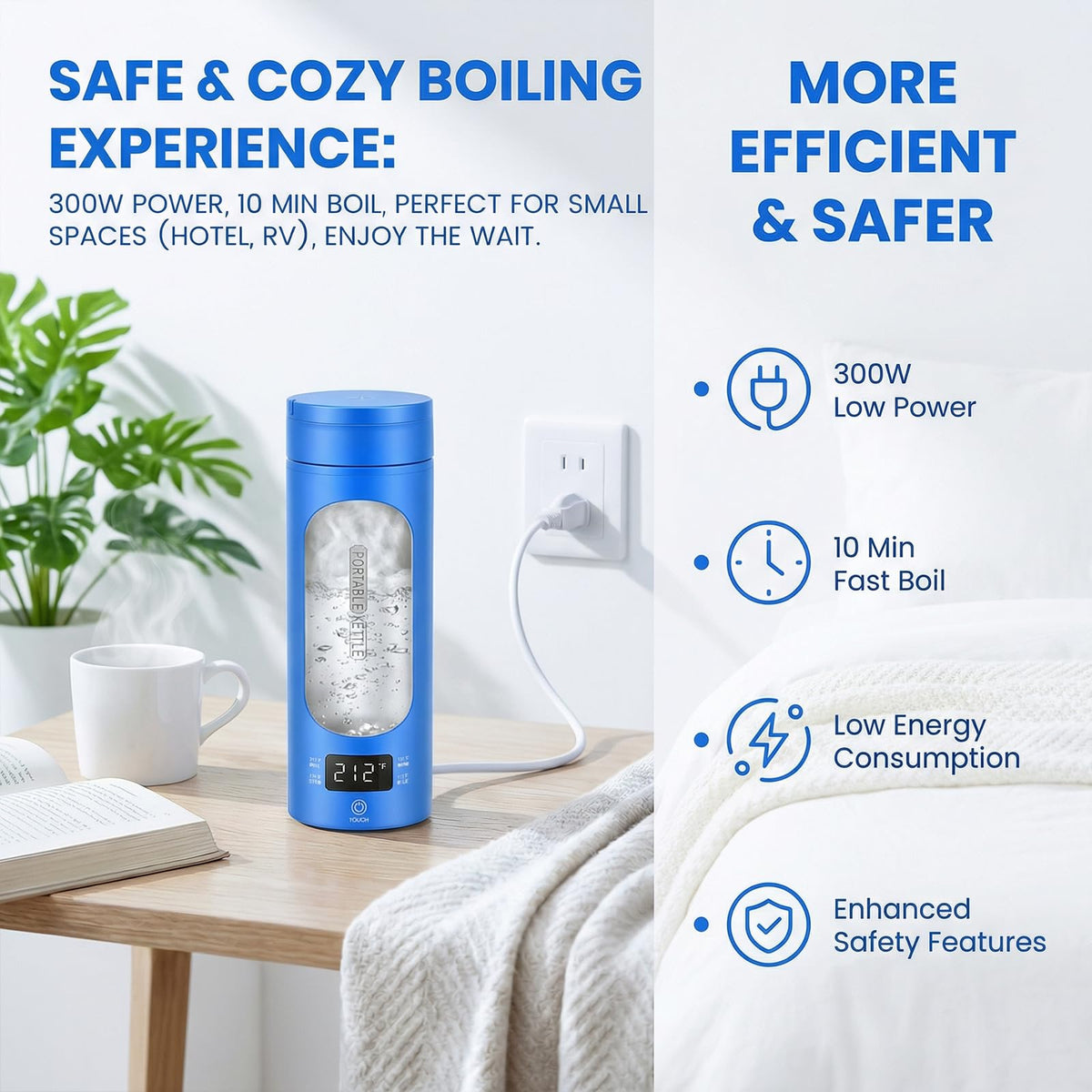 Rzlinn 316 stainless inner tank ensures durable, safe heating for travel.