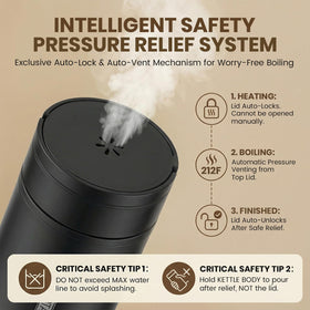 Rzlinn travel kettle auto shut-off after boiling for safety