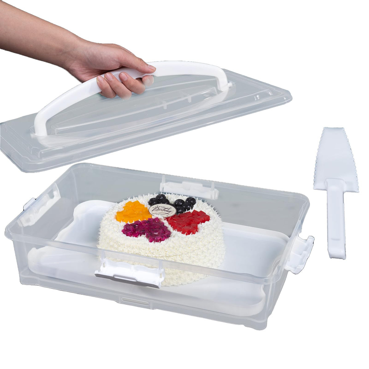 Rzmyencg cake carrier full-size 14x9 with secure lid for transport