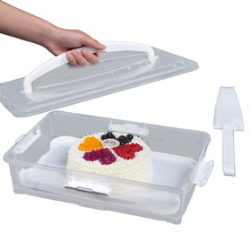 Rzmyencg cake carrier full-size 14x9 with secure lid for transport