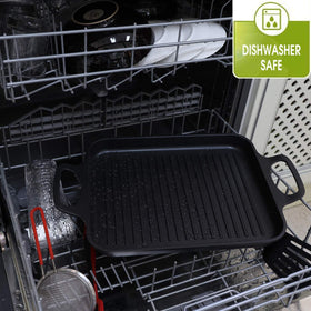 S·KITCHN dishwasher-safe nonstick surface for quick cleanup after grilling.