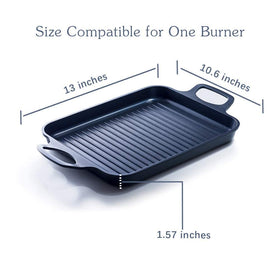 S·KITCHN oven-safe grill pan demonstrates versatility up to 450°F.