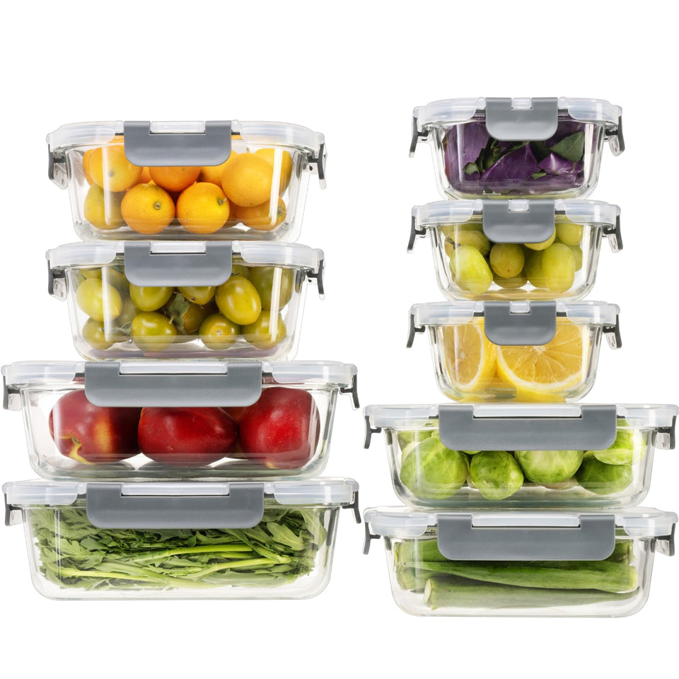 S SALIENT glass storage set with locking lids for airtight freshness.
