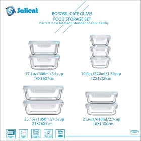 S SALIENT square 27oz glass container for meal prep and portioning.