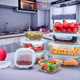 S SALIENT glass containers are safe for extensive temperature range; remove lids before heating.