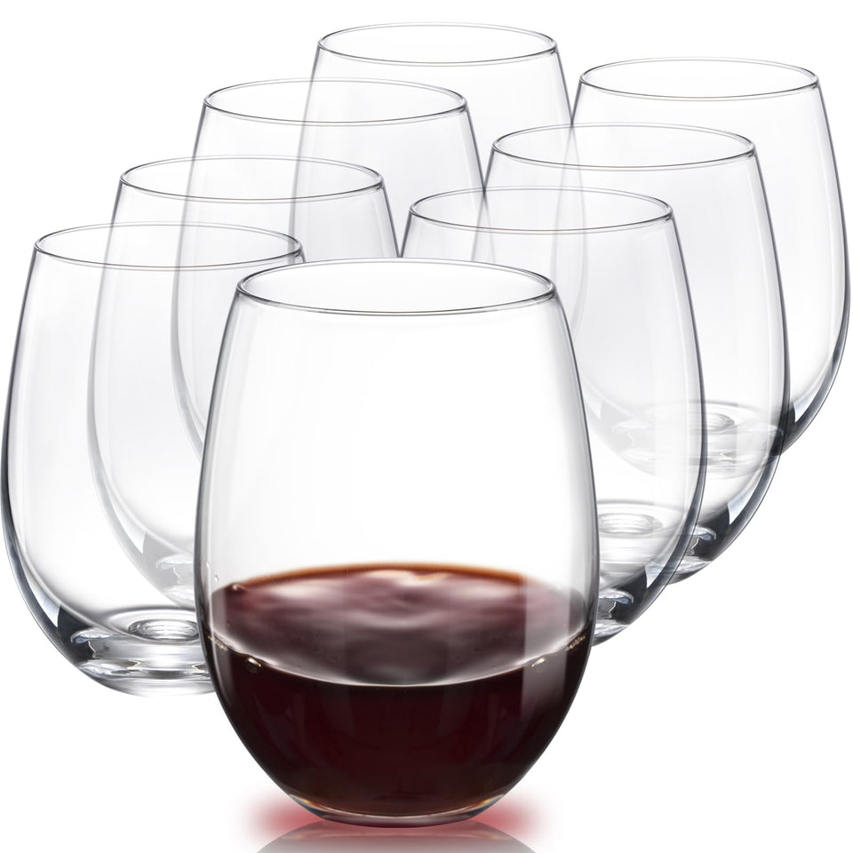 S SALIENT stemless base wine glass offers stable, spill-resistant serving.