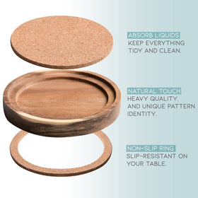 S1EGAN Acacia wood coaster protecting tables and cups from heat and rings.