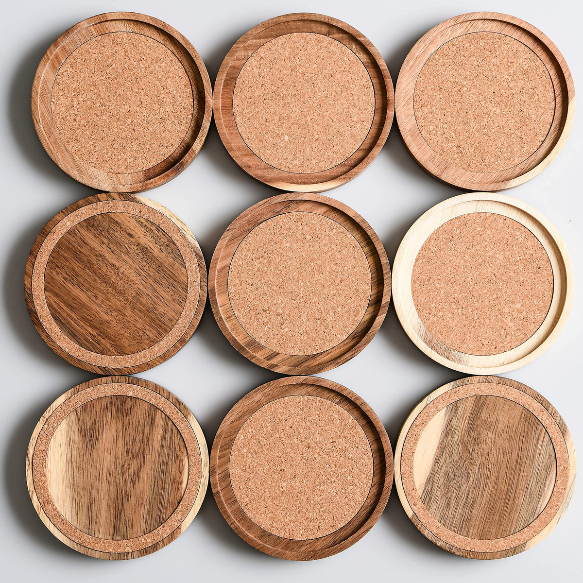 S1EGAN Acacia wood coaster stackable design for easy storage.