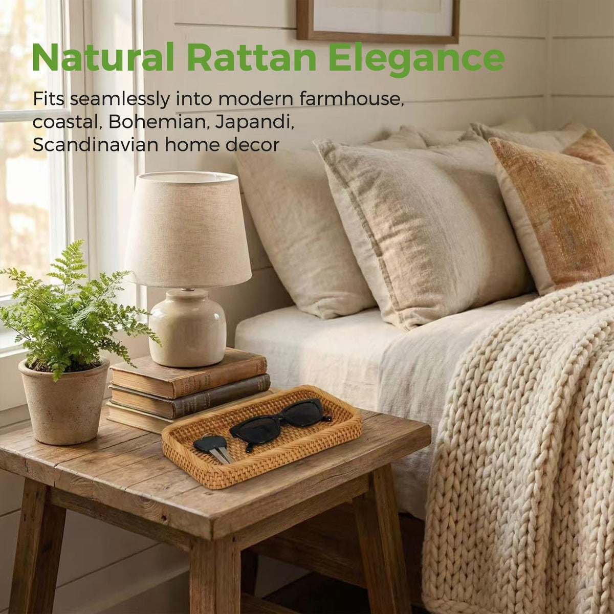 S310 boho farmhouse decor tray on coffee table for living room charm
