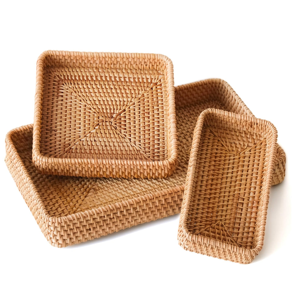 S310 rattan serving tray top view showing natural finish for table styling