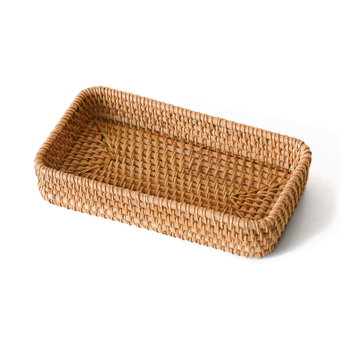 S310 small rattan serving tray on coffee table for stylish jewelry and perfume display