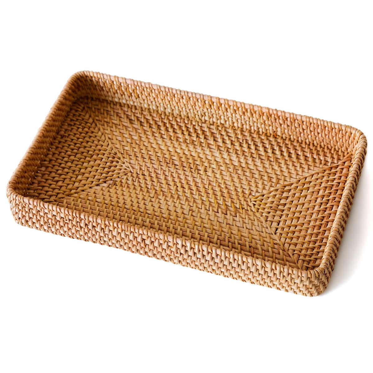S310 wicker storage basket front view for organized shelves and surfaces.
