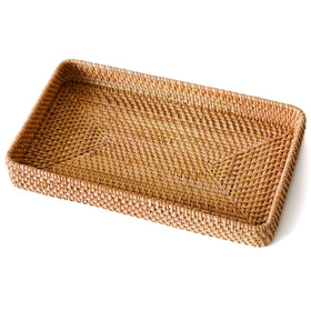 S310 wicker storage basket front view for organized shelves and surfaces.