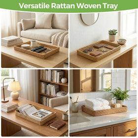 S310 wicker tray enhances living room decor and storage.