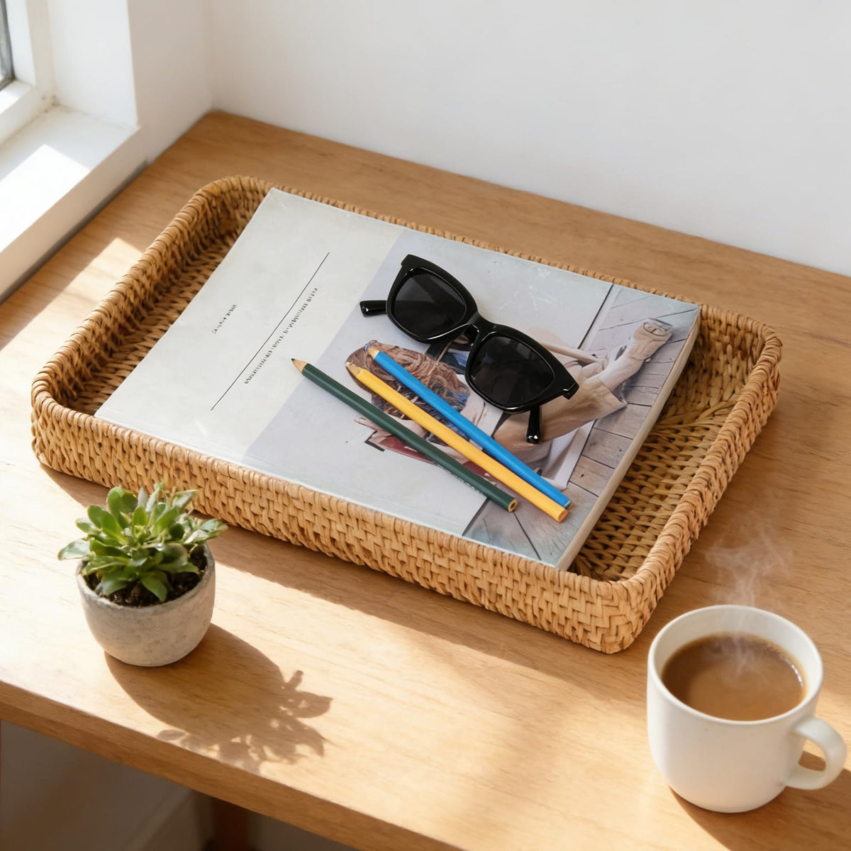 S310 wicker storage basket side view highlighting lightweight yet durable design.