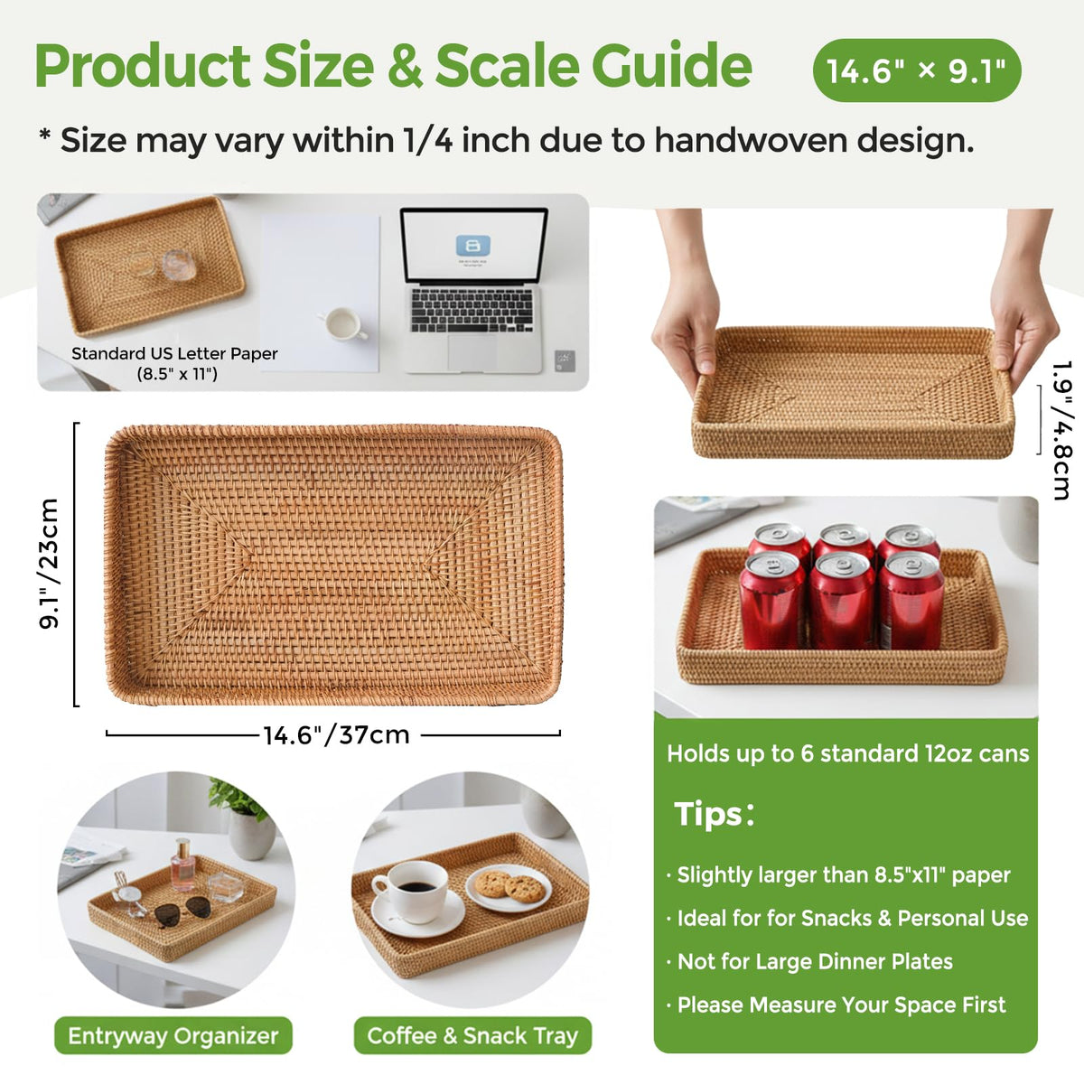 S310 wicker storage basket top view suitable as decorative serving tray.