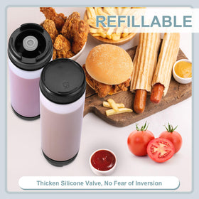 Sabary 16 oz inverted squeeze bottle demonstrates durable valve for leak-free use.