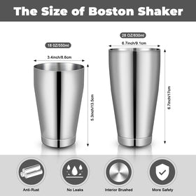 Sabary 28oz shaker: larger capacity for batch cocktails and crowd pours.