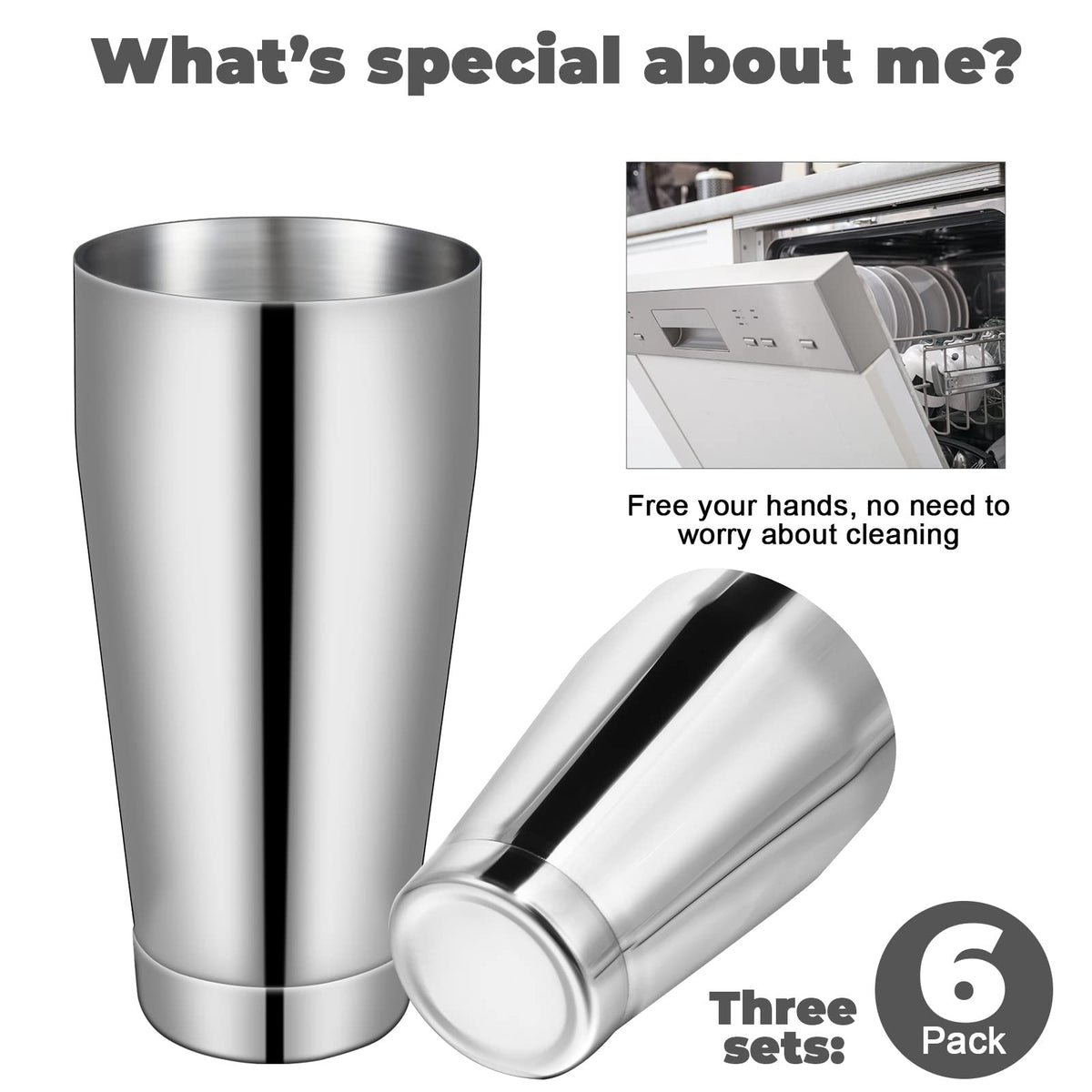 Sabary stainless steel cocktail shaker with durable metal construction.