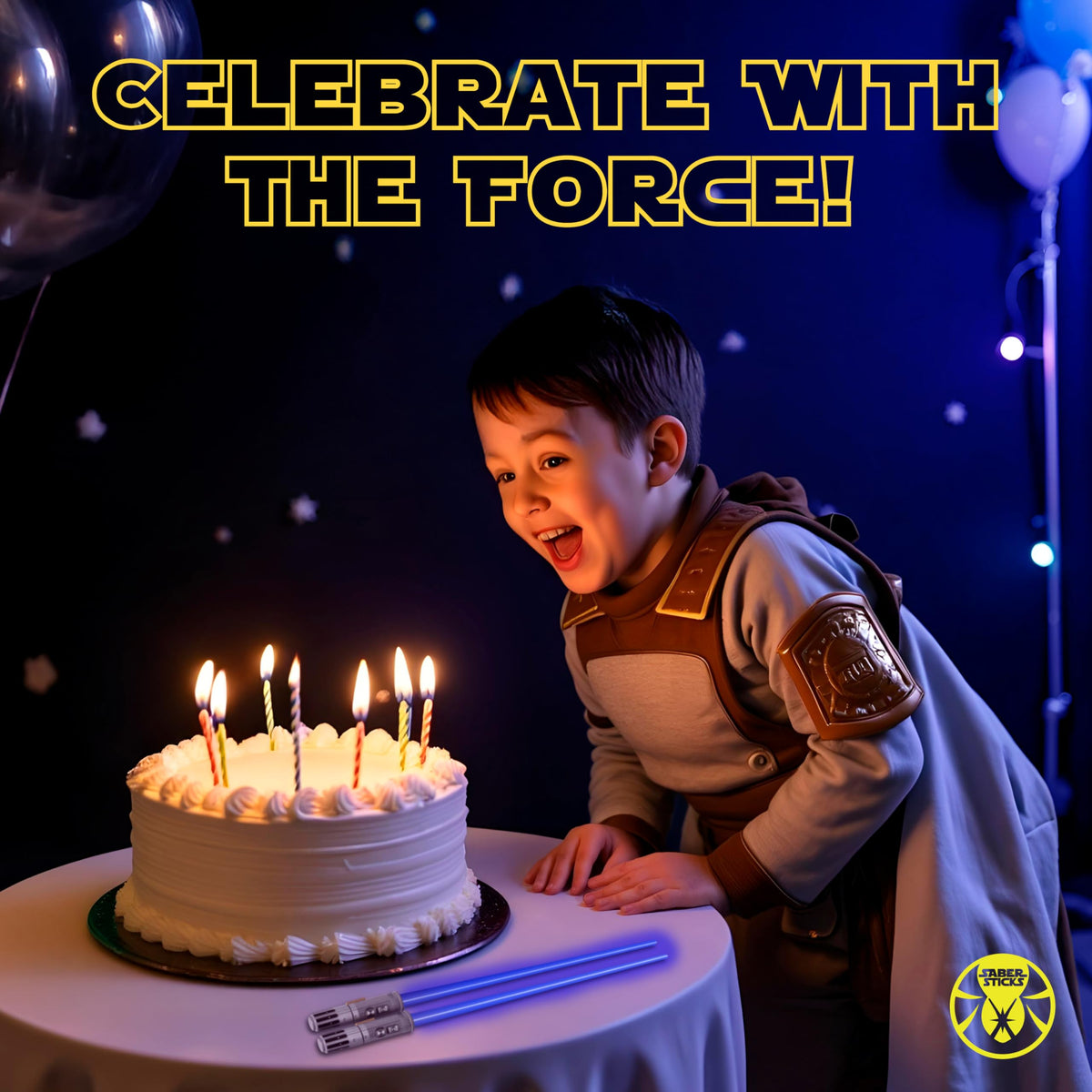 SaberSticks Lightsaber Chopsticks four-pair set for gatherings.