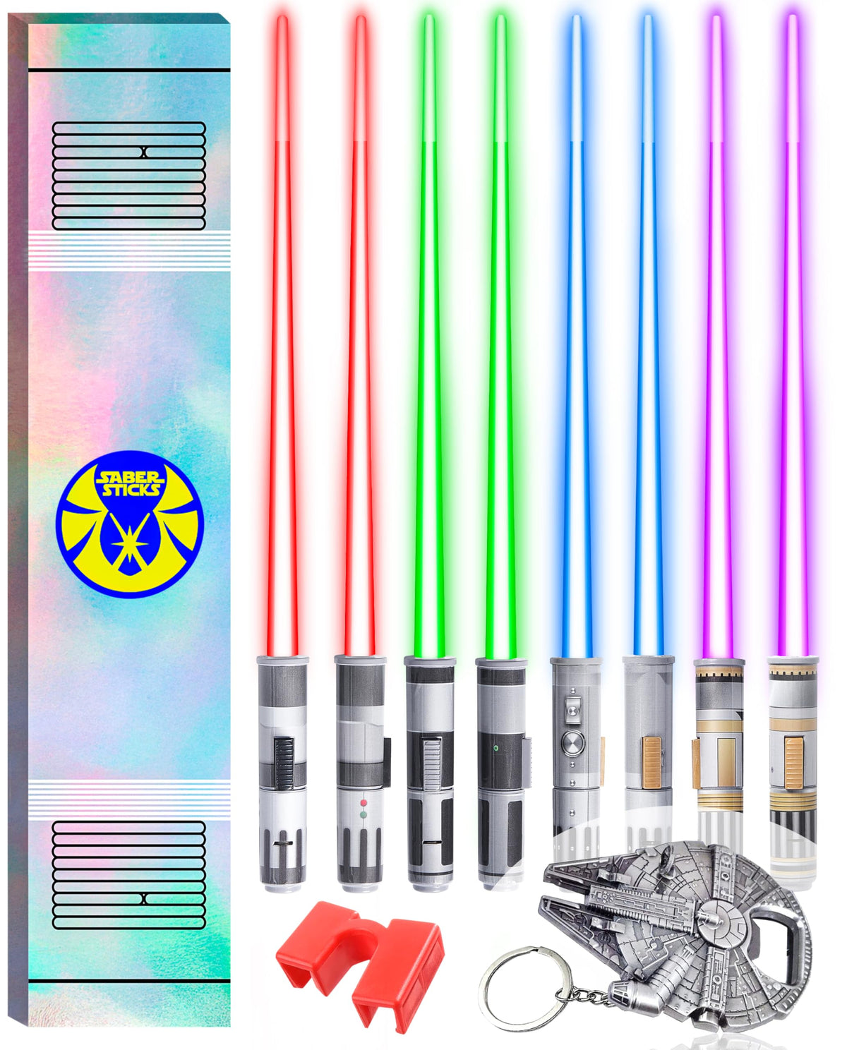 SaberSticks Lightsaber Chopsticks red glow for epic sushi nights.