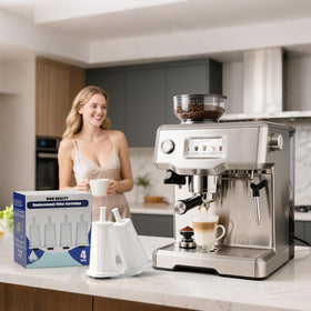 Sabethe filter in-use with Breville espresso for potentially improved flavor.