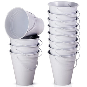 Sadnyy 12-pack metal buckets with handles for party favors and easy carrying.