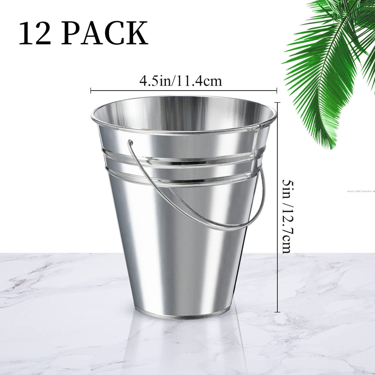 Sadnyy galvanized finish detail bucket highlighting rust resistance for festive centerpieces