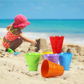 Sadnyy rainbow metal buckets side view showing versatile storage and decorative appeal
