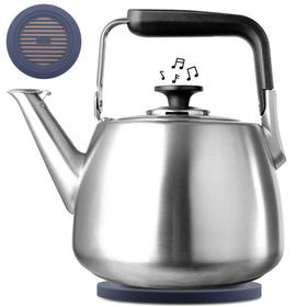 SADOMAIN Tea Kettle highlights 5-layer bottom for faster heating on induction and gas.