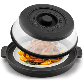 Saebume microwave splatter cover over plate for mess-free reheating