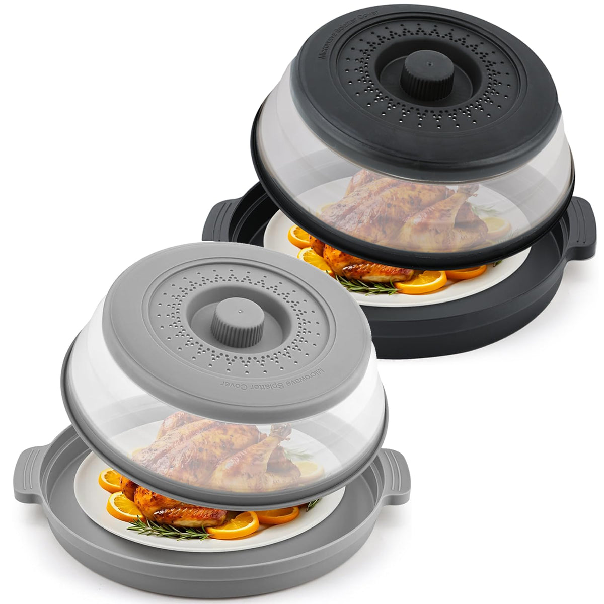Saebume microwave splatter cover with base plate reducing mess during reheating